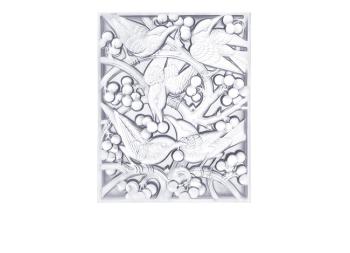 Merles et raisins head down decorative panel in clear crystal - Lalique